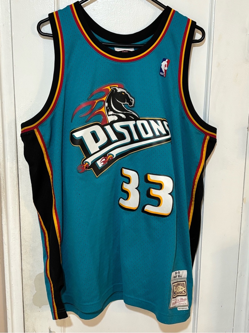 PISTONS GRANT HILL Mitchell & Ness Teal and Black Swingman Jersey